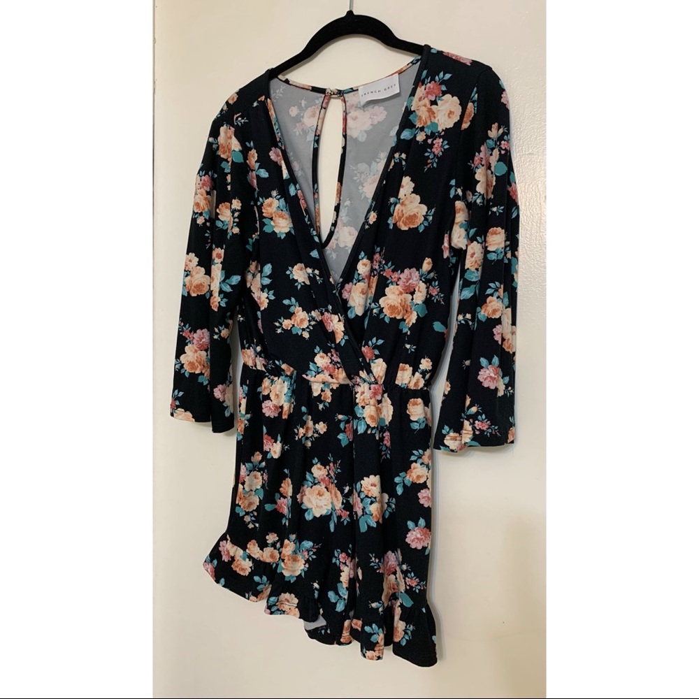 French Grey Floral Romper